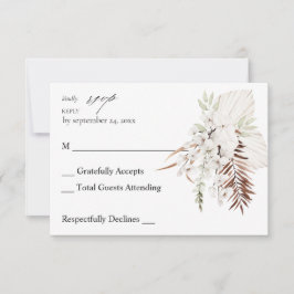Vit Boho Blommig ingen måltid RSVP 2 OSA Kort