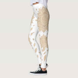Vit Boho Mandala Minimalistisk Yoga Leggings