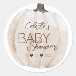 Vit boho Pumpkin Baby Shower Kuvert Seal Runt Klistermärke