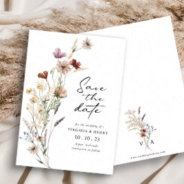 Vit Boho Save The Date Platt Kort