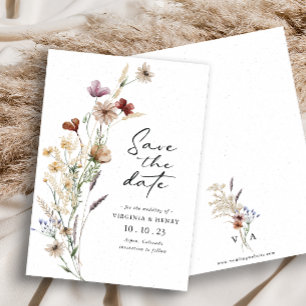 Vit Boho Save The Date Platt Kort