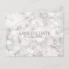 Vit Bokeh Ljus Elegant Glam Spara Datum Meddelande Vykort