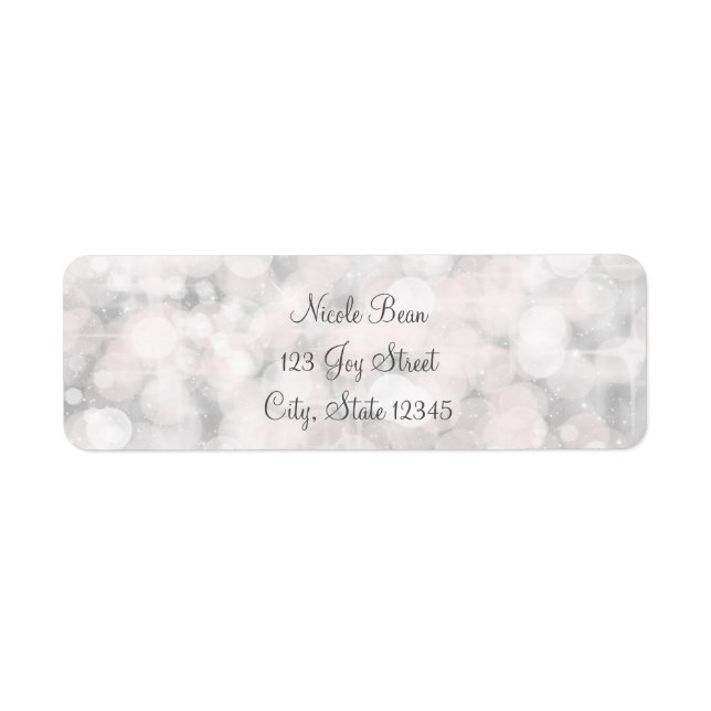 Vit Bokeh Ljus Elegant Glamour Invitation Returadress Etikett (Framsidan)