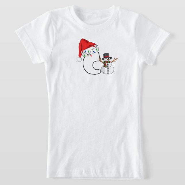 Vit bokstav c julpresent  t shirt (Laydown)
