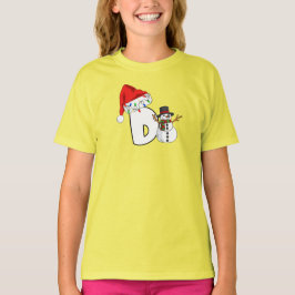 Vit bokstav d julpresent t shirt