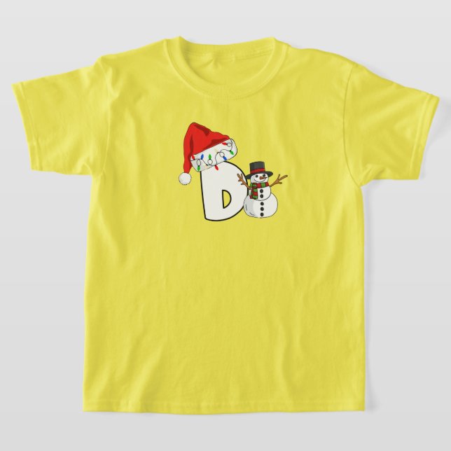 Vit bokstav d julpresent  t shirt (Laydown)