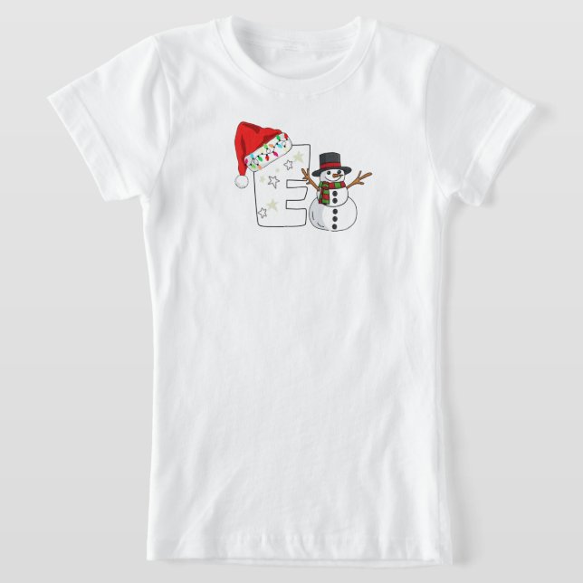 Vit bokstav E julpresent  T Shirt (Laydown)