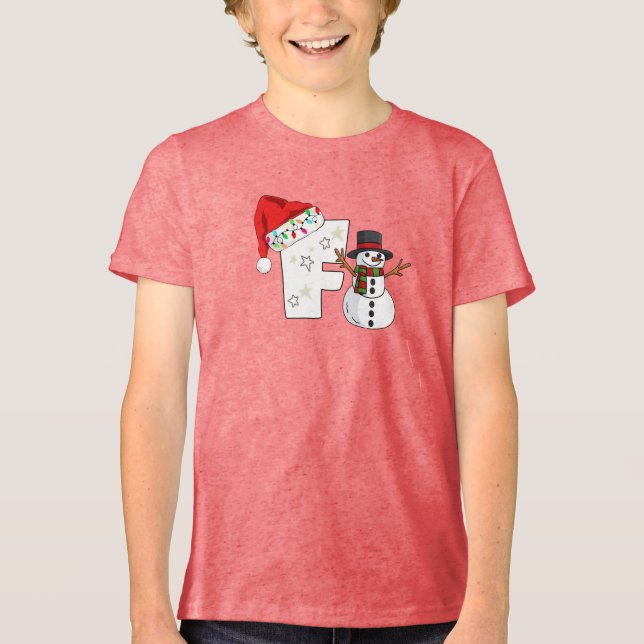 Vit bokstav f julpresent  t shirt (Framsida)