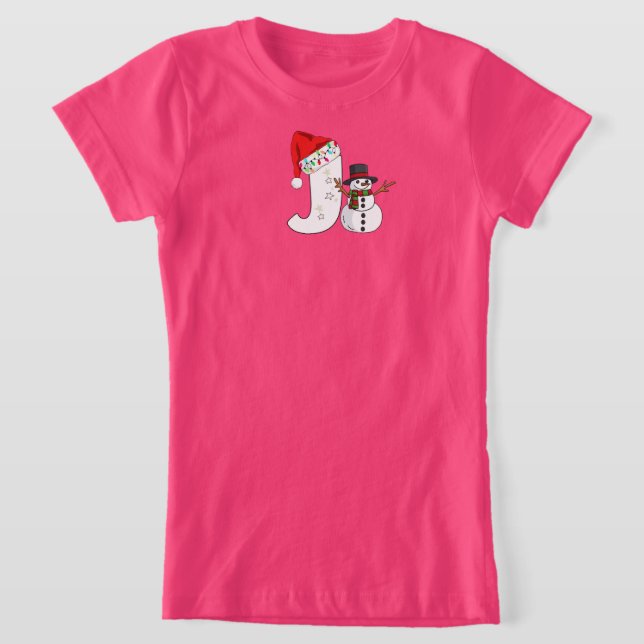 Vit bokstav j julpresent  t shirt (Laydown)