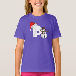Vit bokstav p julpresent t shirt
