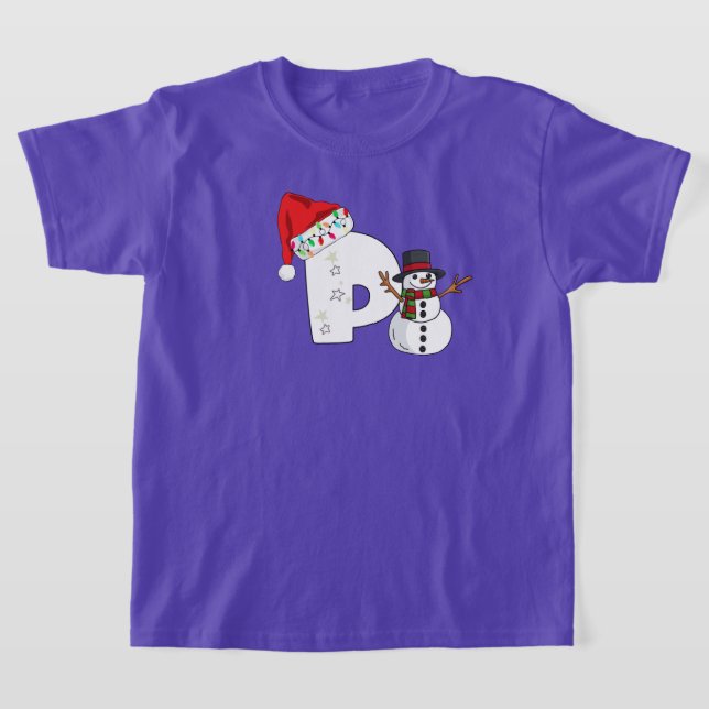 Vit bokstav p julpresent  t shirt (Laydown)