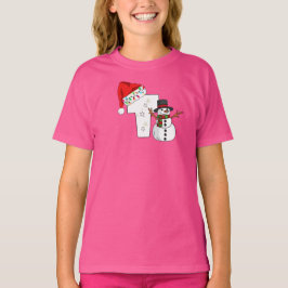 Vit bokstav t julpresent shirt