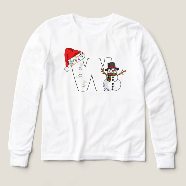 Vit bokstav w julpresent  t shirt (Design framsida)
