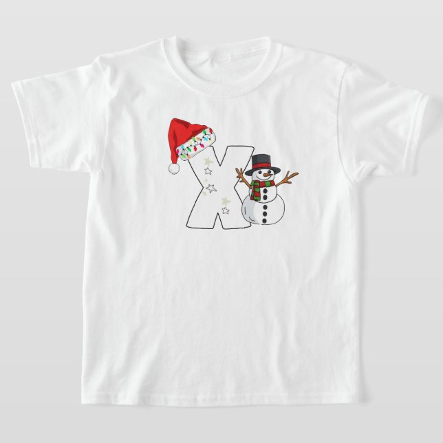 Vit bokstav x julpresent  t shirt (Laydown)