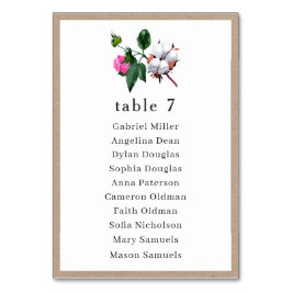 Vit bomullsblomma. Bröllop - en enda sittplatsplan Bordsnummer