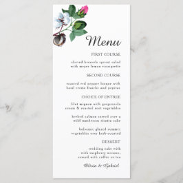 Vit bomullsblomma. Vacker Botaniska Bröllop Meny