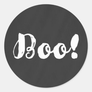 Vit BOO! Krit Krit Taffel Halloween Party Favor Runt Klistermärke