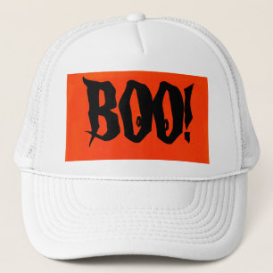 Vit BOO! Truckerkeps i Orange- och svartvitt.