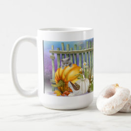 Vit Borttappad i Pumpkin Patch är en kollage Kaffemugg