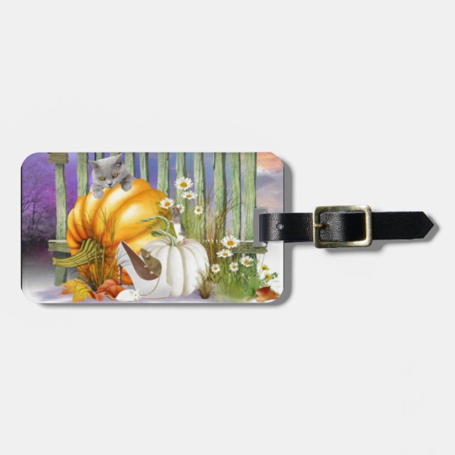 Vit Borttappad i Pumpkin Patch Collage Bagagebricka (Horisontell Framsida)