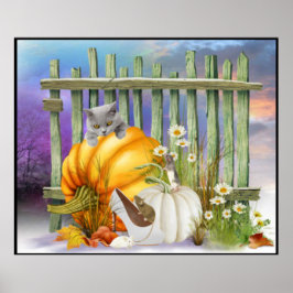 Vit Borttappad i Pumpkin Patch Collage Poster