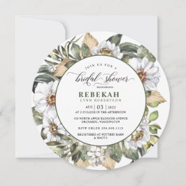 Vit Botaniska rundan Inbjudningskort för möhippan