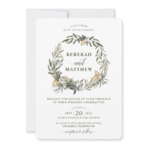 Vit botaniskt andetag | Bröllopsinbjudan
