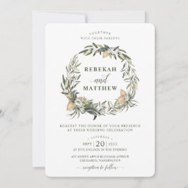 Vit botaniskt andetag | Bröllopsinbjudan Inbjudningar