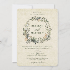 Vit botaniskt andetag | Bröllopsinbjudan Inbjudningar