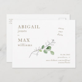 Vit botaniskt foto Bröllop Spara vår Datum II Vykort