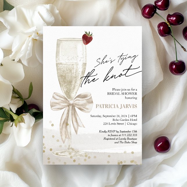 Vit Bow Hon Gifter sig Möhippa Inbjudningar (Skapare uppladdad)