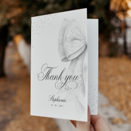 Vit bows bröllopsdusch vikta tack kort