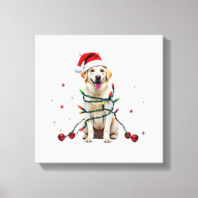 Vit Boxer Hund Ful Jul Sweater Rolig Jul  Canvastryck (Framsida)