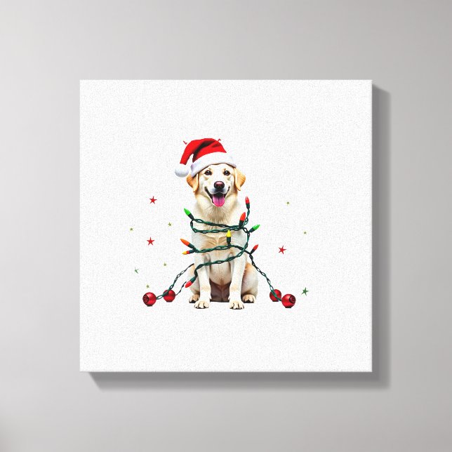 Vit Boxer Hund Ful Jul Sweater Rolig Xmas  Canvastryck (Framsida)