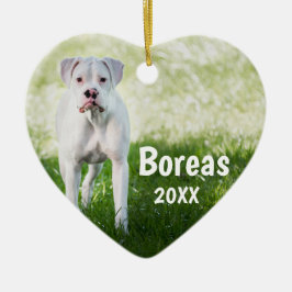Vit Boxer-Personlig - Hund vid jul Julgransprydnad Keramik