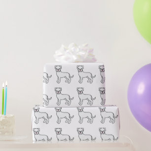 Vit Boxer Söt Tecknad Hund Mönster Presentpapper
