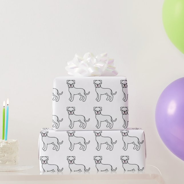 Vit Boxer Söt Tecknad Hund Mönster Presentpapper (Festgåvor)