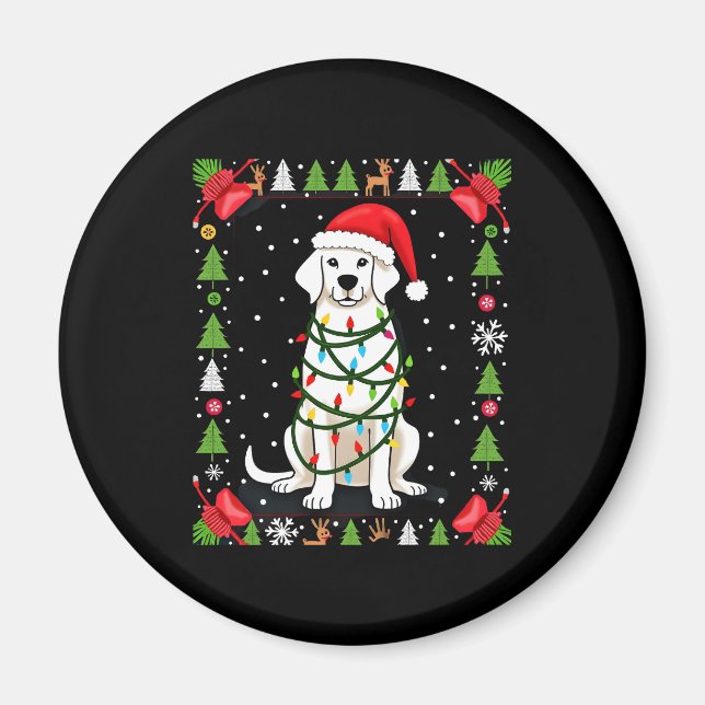 Vit Boxerhund Ful Jul Sweater Rolig Jul  Magnet (Framsidan)