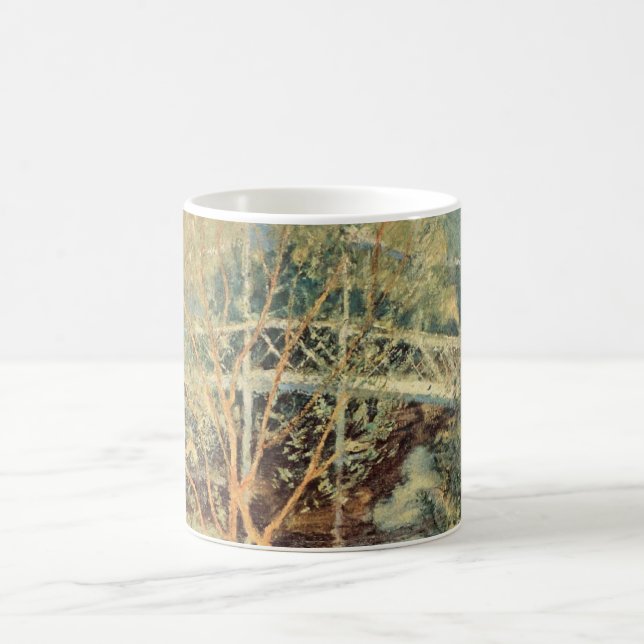Vit bro av Twachtman, Vintage Impressionism Kaffemugg (Center)