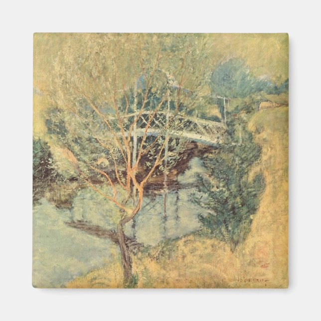 Vit bro av Twachtman, Vintage Impressionism Magnet (Framsidan)