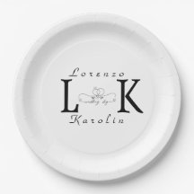 Vit Bröllop Monogram enkel Elegant, minimalistisk