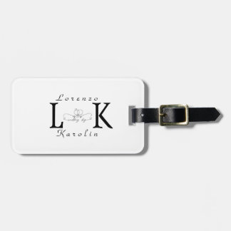 Vit Bröllop Monogram enkel Elegant, minimalistisk Bagagebricka