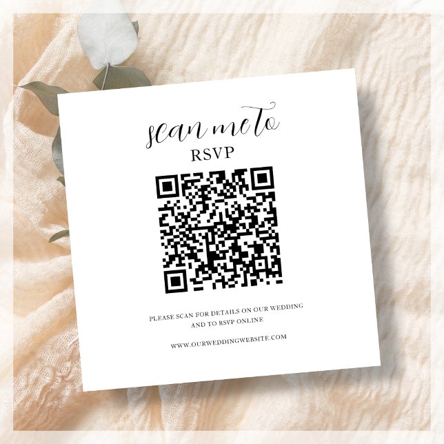 Vit | Bröllop OSA QR-kod Tilläggskort (Skapare uppladdad)