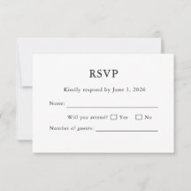 Vit bröllops-RSVP-kort Minimalt redigerbart elegan