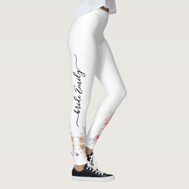 Vit bröllopsblomma brud & brudtjänsteflicka leggings (Höger)