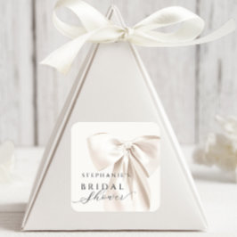 Vit bröllopsdekor sticker med vit slinga fyrkantigt klistermärke