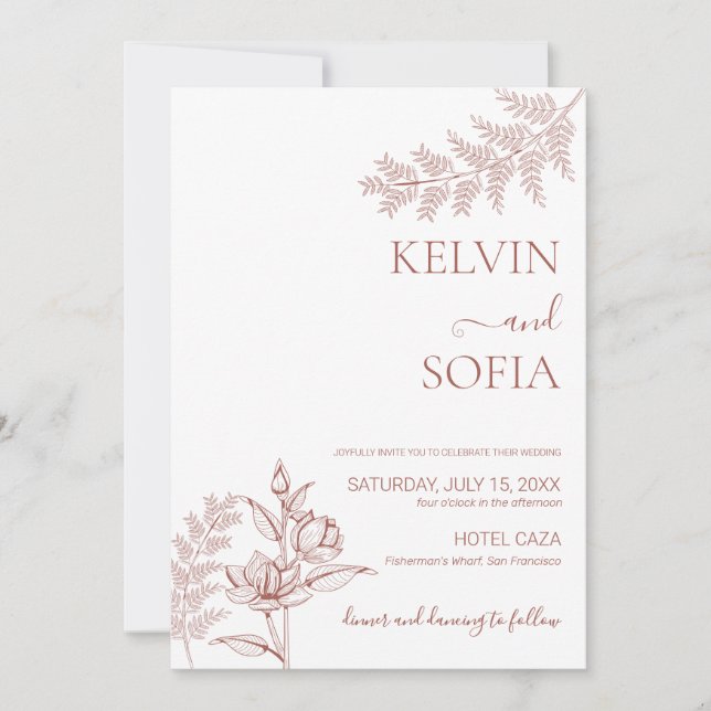 Vit bröllopsinbjudan Bröllopsinbjudan Inbjudningar (Framsida)