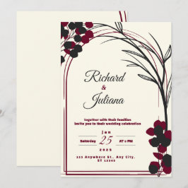 vit bröllopsinbjudan med blommor inbjudningar