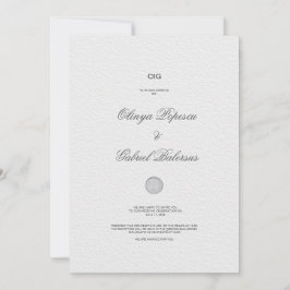 Vit bröllopsinbjudan med Guld-penseldrag Inbjudningar