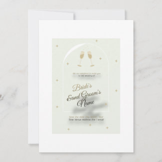 Vit bröllopsinbjudan med modern blå utskrift inbjudningar